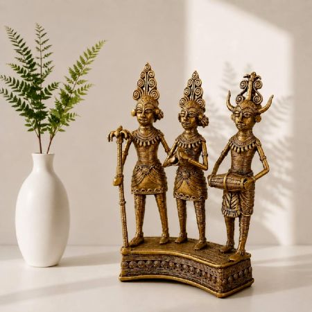 Handcrafted Brass Dhokra Tribal Musicians Figurine